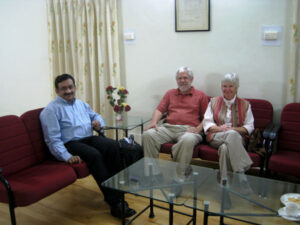 College & Hospital Director, Dr. Thomas, Visiting with Max & Sally Marble